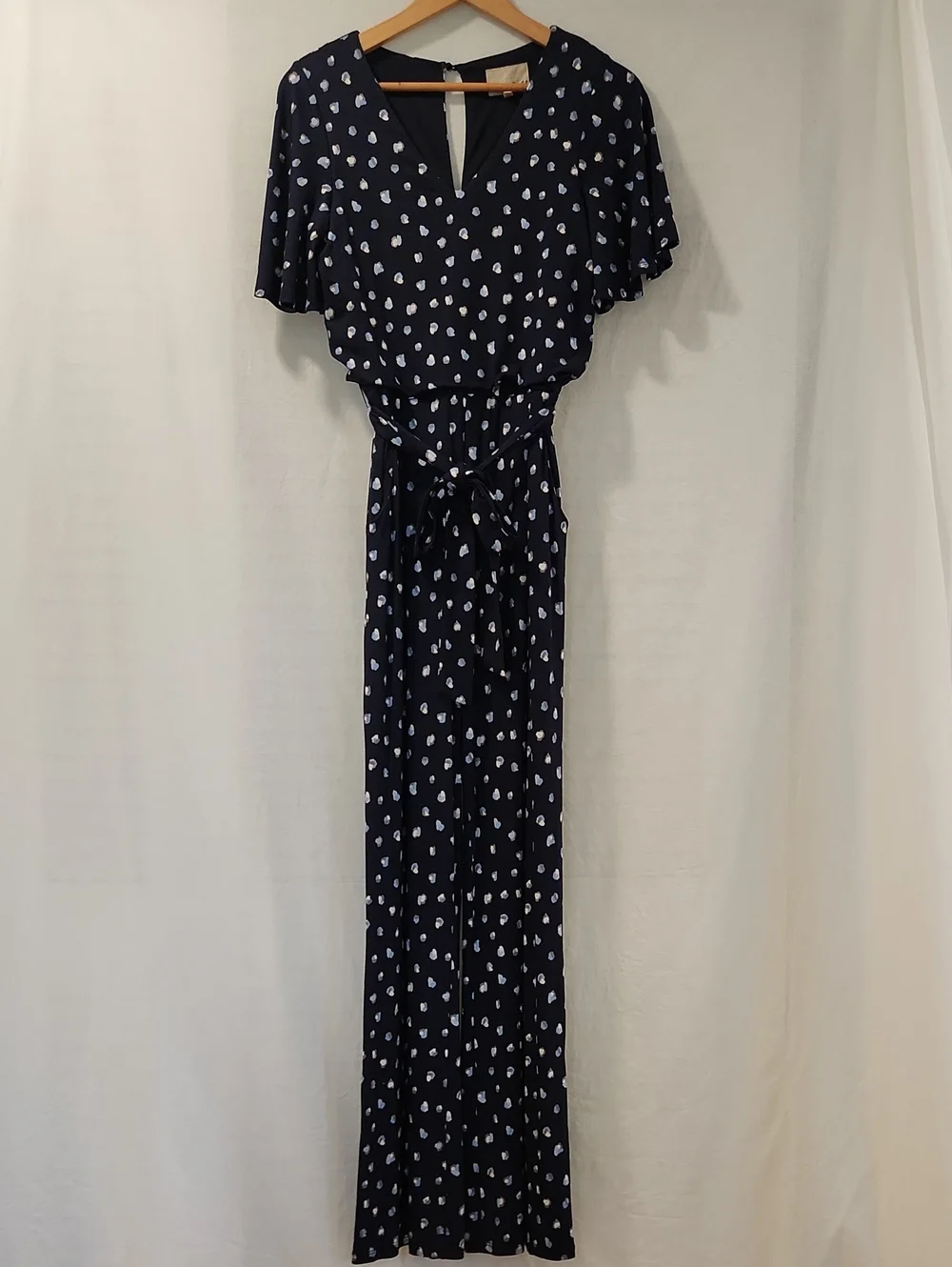 Phase Eight UK Laila Spot Print Navy Wide Leg Jumpsuit Size 10 - Picture 8 of 15